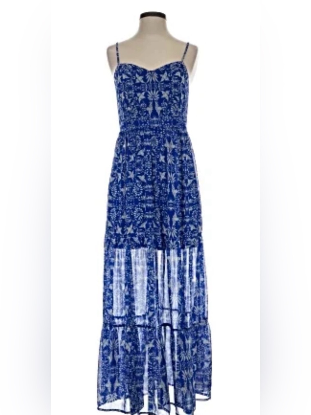 Xhiliration Blue Floral Maxi dress